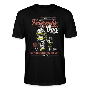 Feuerwehr Opa Spruch Feuerwehrmann Geschenk - Stanley/Stella Unisex Bio-T-Shirt CRAFTER - Schwarz - Vorne - Alina (178cm) & Michal (187cm)