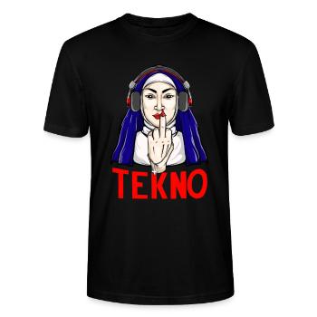 Tekno Underground nun majeur doigt techno - T-shirt bio CRAFTER Stanley Stella Unisexe - noir - Devant - Alina (178cm) & Michal (187cm)