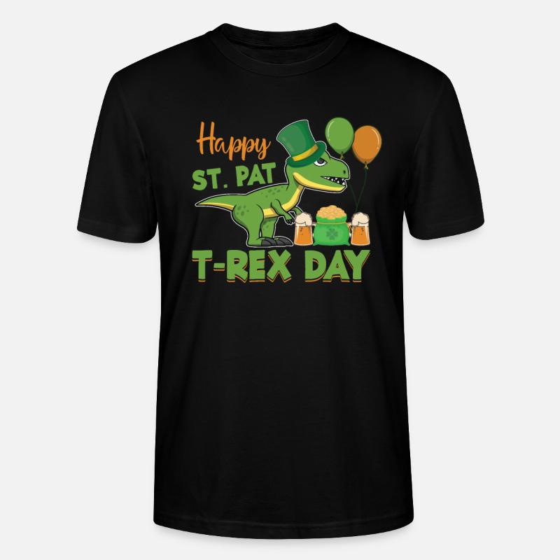 St. Patricks Day T-Rex - Stanley/Stella CRAFTER Unisex Organic T-Shirt - black