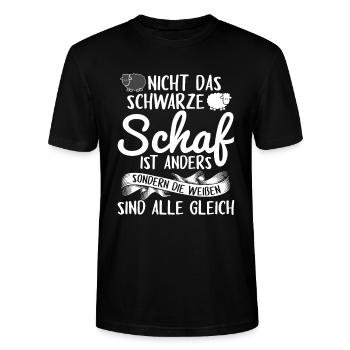 Nicht das schwarze Schaf ist anders Schäfer - Stanley/Stella Unisex Bio-T-Shirt CRAFTER - Schwarz - Vorne - Alina (178cm) & Michal (187cm)