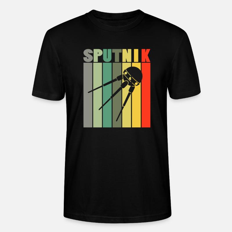Space Sputnik Retro - Stanley/Stella Unisex Bio-T-Shirt CRAFTER - Schwarz