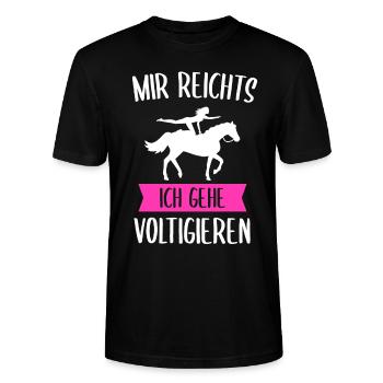 Voltigieren Voltigierer Pferd Geschenk - Stanley/Stella Unisex Bio-T-Shirt CRAFTER - Schwarz - Vorne - Alina (178cm) & Michal (187cm)