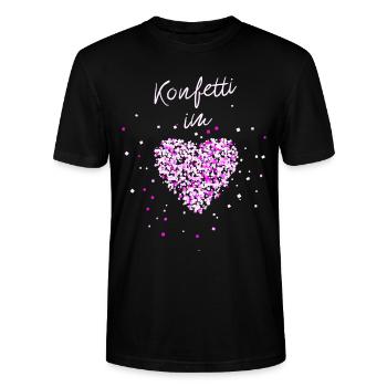 Konfetti im Herzen - Stanley/Stella Unisex Bio-T-Shirt CRAFTER - Schwarz - Vorne - Alina (178cm) & Michal (187cm)