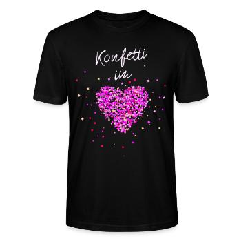 Konfetti im Herzen - Stanley/Stella Unisex Bio-T-Shirt CRAFTER - Schwarz - Vorne - Alina (178cm) & Michal (187cm)