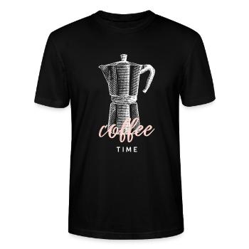 COFFEE BIALETTI Kaffee Barista Kaffeeliebhaber - Stanley/Stella Unisex Bio-T-Shirt CRAFTER - Schwarz - Vorne - Alina (178cm) & Michal (187cm)