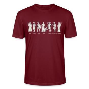 Greece Athens GREEK GODS city break - Stanley/Stella CRAFTER Unisex Organic T-Shirt - burgundy - Front - Alina (178cm) & Michal (187cm)
