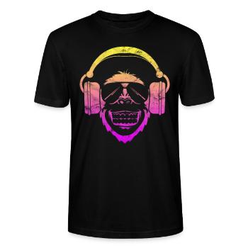 Singe DJ singe avec casque et lunettes de soleil - T-shirt bio CRAFTER Stanley Stella Unisexe - noir - Devant - Alina (178cm) & Michal (187cm)