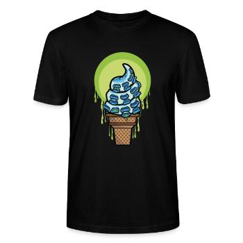 Tentakel Ice Cream Eis Tintenfisch Oktopus - Stanley/Stella Unisex Bio-T-Shirt CRAFTER - Schwarz - Vorne - Alina (178cm) & Michal (187cm)