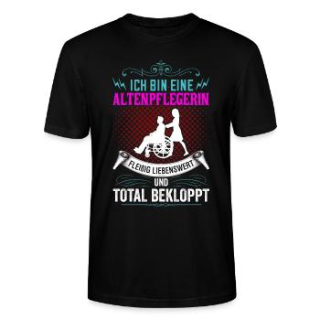 Altenpflegerin - Lustiges Pflege Shirt - Stanley/Stella Unisex Bio-T-Shirt CRAFTER - Schwarz - Vorne - Alina (178cm) & Michal (187cm)