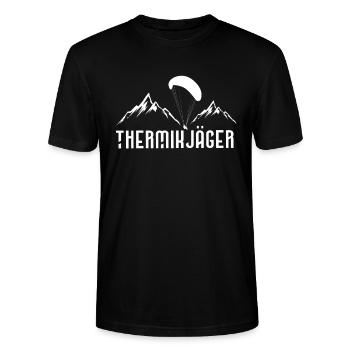 Gleitschirmflieger - Thermik Jäger - Paragleiten - Stanley/Stella Unisex Bio-T-Shirt CRAFTER - Schwarz - Vorne - Alina (178cm) & Michal (187cm)