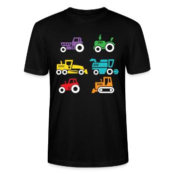 Kinder Bagger Traktor Landwirtschaft Baustelle - Stanley/Stella Unisex Bio-T-Shirt CRAFTER - Schwarz - Vorne - Alina (178cm) & Michal (187cm)