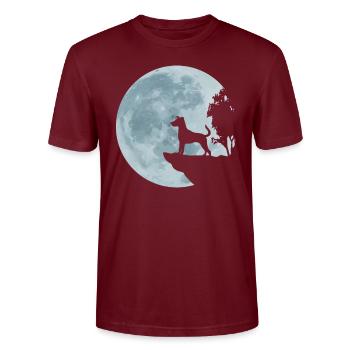 Jack Russell Terrier Hund Vollmond Jacki Geschenk - Stanley/Stella Unisex Bio-T-Shirt CRAFTER - Burgunderrot - Vorne - Alina (178cm) & Michal (187cm)