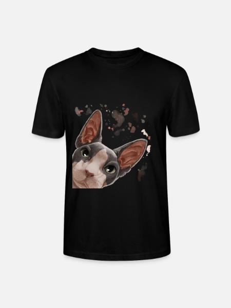 Curious Sphynx Cat - Stanley/Stella CRAFTER Unisex Organic T-Shirt - black