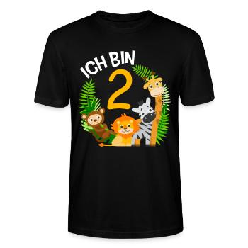 2. Geburtstag Geburtstagsshirt Dschungel Zweiter - Stanley/Stella Unisex Bio-T-Shirt CRAFTER - Schwarz - Vorne - Alina (178cm) & Michal (187cm)