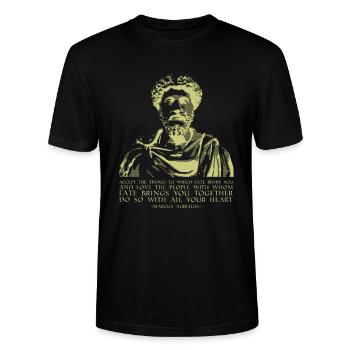 Philosophie Zitat Stoische Sprüche Marcus Aurelius - Stanley/Stella Unisex Bio-T-Shirt CRAFTER - Schwarz - Vorne - Alina (178cm) & Michal (187cm)