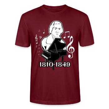 Frederic Chopin - Stanley/Stella CRAFTER Unisex Organic T-Shirt - burgundy - Front - Alina (178cm) & Michal (187cm)