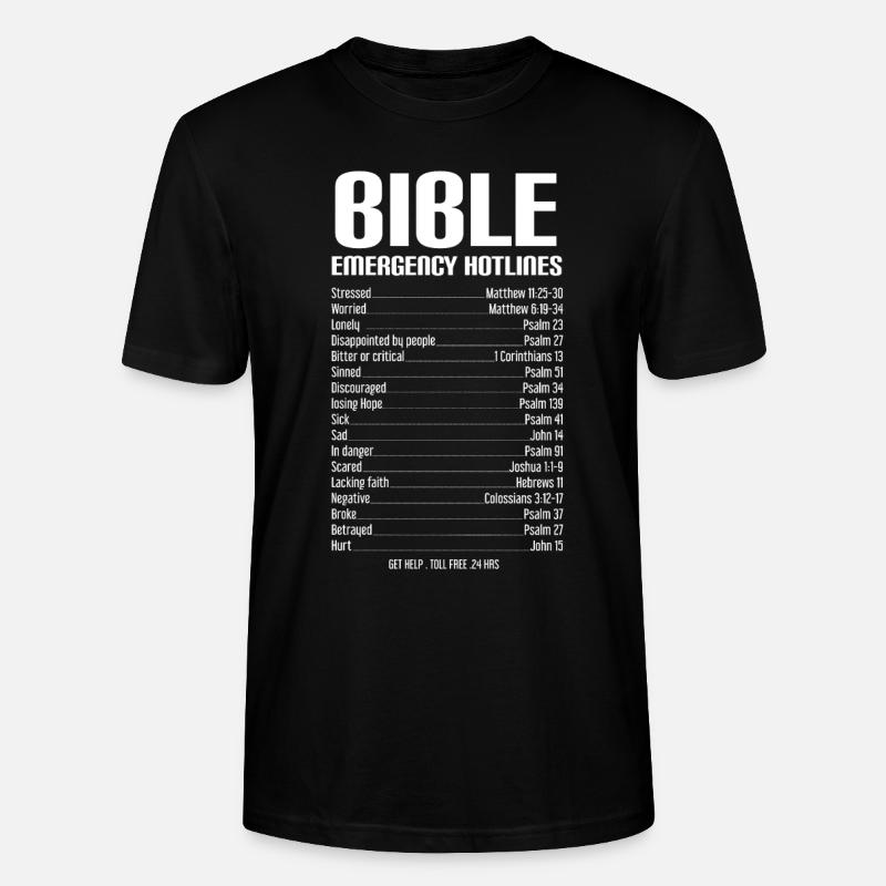 Bibel Notfall Hotline - Stanley/Stella Unisex Bio-T-Shirt CRAFTER - Schwarz