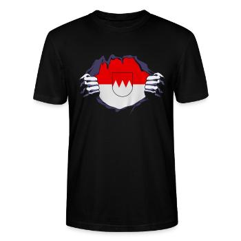 Franken Wappen fränkisch - Stanley/Stella Unisex Bio-T-Shirt CRAFTER - Schwarz - Vorne - Alina (178cm) & Michal (187cm)