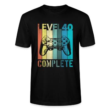Herren 40. Geburtstag Junge Mann Level 40 Jahre - Stanley/Stella Unisex Bio-T-Shirt CRAFTER - Schwarz - Vorne - Alina (178cm) & Michal (187cm)