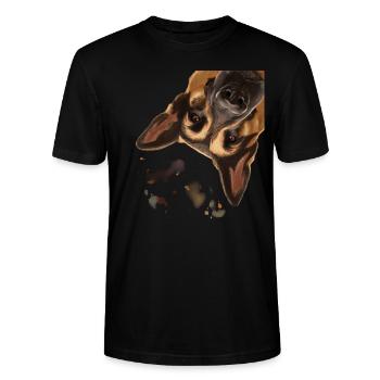 Neugieriger Deutscher Schäferhund - Stanley/Stella Unisex Bio-T-Shirt CRAFTER - Schwarz - Vorne - Alina (178cm) & Michal (187cm)
