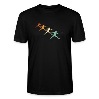 Retro fencing vintage fencer gift foil - Stanley/Stella CRAFTER Unisex Organic T-Shirt - black - Front - Alina (178cm) & Michal (187cm)