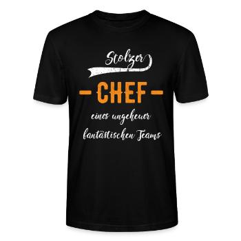Stolzer Chef Chefität Geschenkidee Chefe Boss - Stanley/Stella Unisex Bio-T-Shirt CRAFTER - Schwarz - Vorne - Alina (178cm) & Michal (187cm)