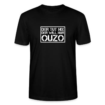 Der tut nix der will nur Ouzo - Stanley/Stella Unisex Bio-T-Shirt CRAFTER - Schwarz - Vorne - Alina (178cm) & Michal (187cm)