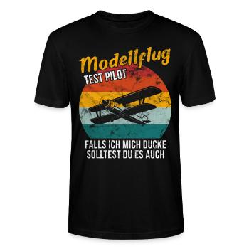 Modellflug Testpilot Modellflugzeug Vintage - Stanley/Stella Unisex Bio-T-Shirt CRAFTER - Schwarz - Vorne - Alina (178cm) & Michal (187cm)