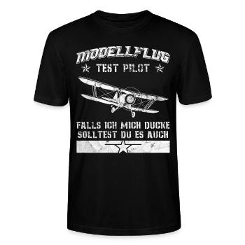 Modellflug Piloten Flugzeug Flieger Hbschrauber Sp - Stanley/Stella Unisex Bio-T-Shirt CRAFTER - Schwarz - Vorne - Alina (178cm) & Michal (187cm)