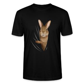 Hase Kaninchen Hasen Hasenliebhaber Geschenk - Stanley/Stella Unisex Bio-T-Shirt CRAFTER - Schwarz - Vorne - Alina (178cm) & Michal (187cm)