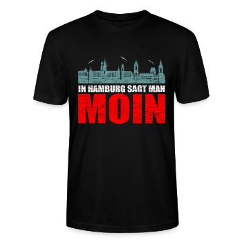 Hamburg - Stanley/Stella Unisex Bio-T-Shirt CRAFTER - Schwarz - Vorne - Alina (178cm) & Michal (187cm)