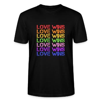 Love wins - Stanley/Stella CRAFTER Unisex Organic T-Shirt - black - Front - Alina (178cm) & Michal (187cm)