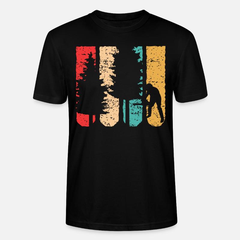 Cadeau de forêt bois rétro tronçonneuse tronçonneuse - T-shirt bio CRAFTER Stanley Stella Unisexe - noir