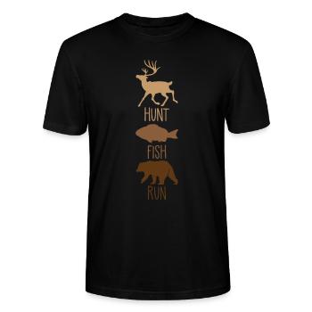 Jacht vissen beer outdoor wildernis camping - Stanley/Stella Uniseks bio-T-shirt CRAFTER - zwart - Voor - Alina (178cm) & Michal (187cm)