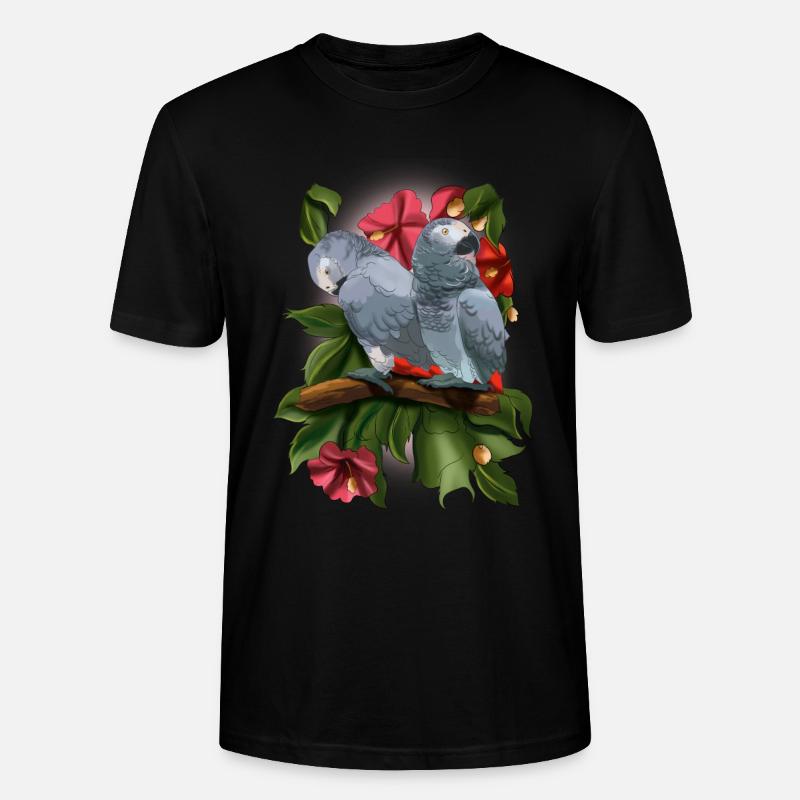 Perruche perroquet gris d'Afrique - T-shirt bio CRAFTER Stanley Stella Unisexe - noir