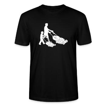 Rasenmäher Rasenmähen Vater Kinder Geschenkidee - Stanley/Stella Unisex Bio-T-Shirt CRAFTER - Schwarz - Vorne - Alina (178cm) & Michal (187cm)