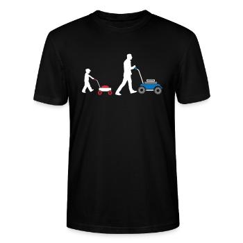 Rasenmähen Vater Kinder Rasenmäher Geschenkidee - Stanley/Stella Unisex Bio-T-Shirt CRAFTER - Schwarz - Vorne - Alina (178cm) & Michal (187cm)