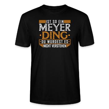 Familien Name Meyer Geschenkidee - Stanley/Stella Unisex Bio-T-Shirt CRAFTER - Schwarz - Vorne - Alina (178cm) & Michal (187cm)