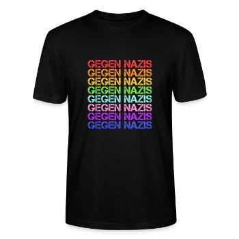 Gegen Rassismus Gegen Nazis Antirassismus Geschenk - Stanley/Stella Unisex Bio-T-Shirt CRAFTER - Schwarz - Vorne - Alina (178cm) & Michal (187cm)