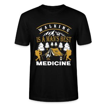 Walking is a man's best medicinde. Walking funny - Stanley/Stella CRAFTER Unisex Organic T-Shirt - black - Front - Alina (178cm) & Michal (187cm)