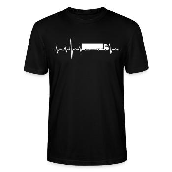 LKW Fahrer Herzschlag Lastkraftwagen Geschenk - Stanley/Stella Unisex Bio-T-Shirt CRAFTER - Schwarz - Vorne - Alina (178cm) & Michal (187cm)