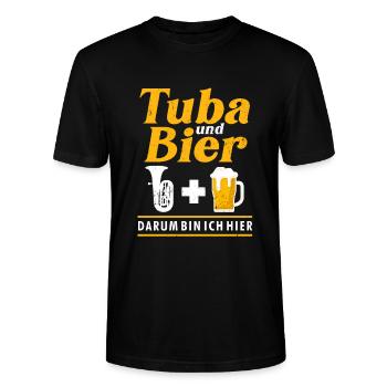 Tuba und Bier Blasmusik Alkohol Tubist Tuba - Stanley/Stella Unisex Bio-T-Shirt CRAFTER - Schwarz - Vorne - Alina (178cm) & Michal (187cm)