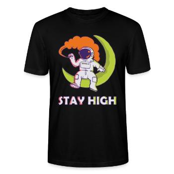 Restez haut | Cadeau de marijuana Stoner Stoner - T-shirt bio CRAFTER Stanley Stella Unisexe - noir - Devant - Alina (178cm) & Michal (187cm)