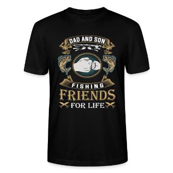 Angler Angeln Papa und Sohn Angelfreunde Geschenk - Stanley/Stella Unisex Bio-T-Shirt CRAFTER - Schwarz - Vorne - Alina (178cm) & Michal (187cm)