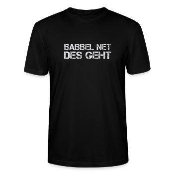 Frankfurt FFM Hessischer Dialekt Hessen Geschenk - Stanley/Stella Unisex Bio-T-Shirt CRAFTER - Schwarz - Vorne - Alina (178cm) & Michal (187cm)