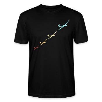 segelflug vintage tshirt geschenk - Stanley/Stella Unisex Bio-T-Shirt CRAFTER - Schwarz - Vorne - Alina (178cm) & Michal (187cm)