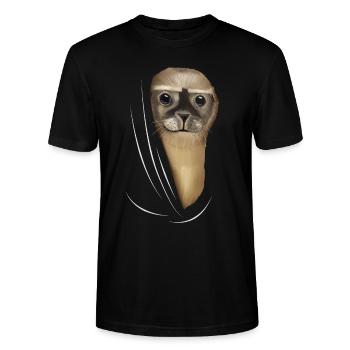 Robbe Robben Robbenliebhaber Geschenk - Stanley/Stella Unisex Bio-T-Shirt CRAFTER - Schwarz - Vorne - Alina (178cm) & Michal (187cm)