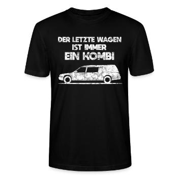 Der letzte Wagen ist immer ein Kombi Leichenwagen - Stanley/Stella Unisex Bio-T-Shirt CRAFTER - Schwarz - Vorne - Alina (178cm) & Michal (187cm)