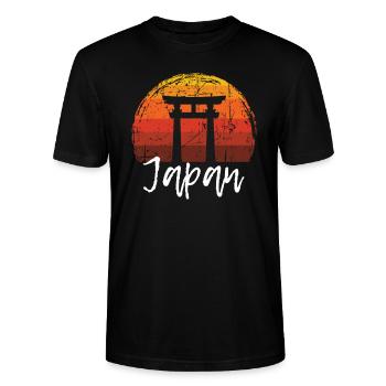 Japon - T-shirt bio CRAFTER Stanley Stella Unisexe - noir - Devant - Alina (178cm) & Michal (187cm)