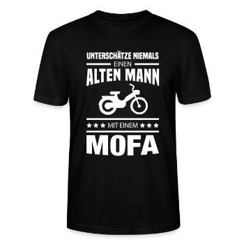 Alter Mann Mofa Zweirad Moped - Stanley/Stella Unisex Bio-T-Shirt CRAFTER - Schwarz - Vorne - Alina (178cm) & Michal (187cm)